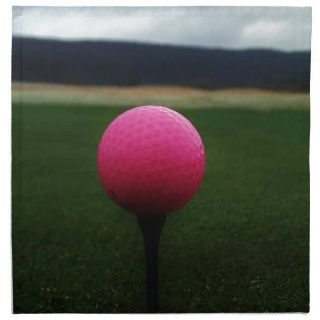 Pink Golf Ball on a mountain golf course Cloth Napkin (Front)