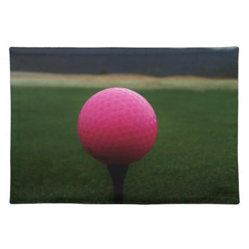Pink Golf Ball on a mountain golf course Cloth Placemat