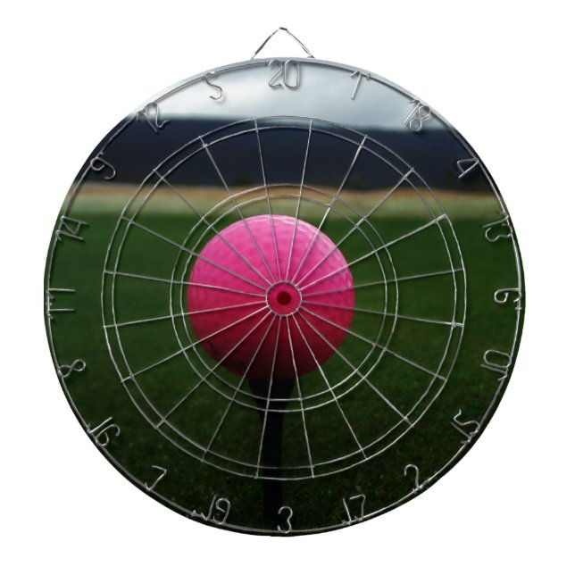 Pink Golf Ball on a mountain golf course Dart Board (Front)