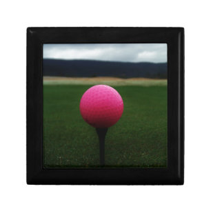 Pink Golf Ball on a mountain golf course Jewelry Box