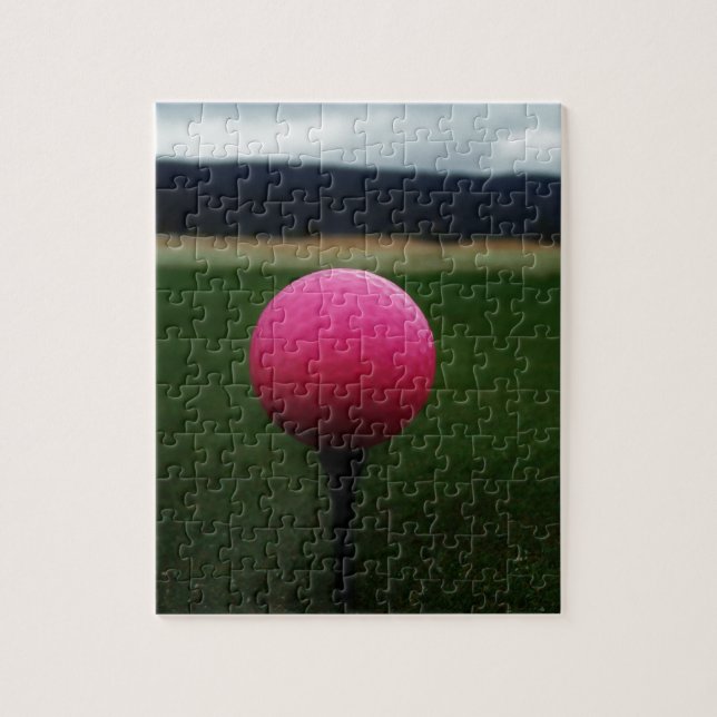 Pink Golf Ball on a mountain golf course Jigsaw Puzzle (Vertical)