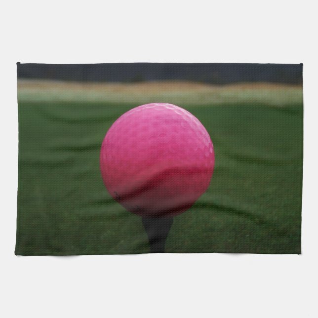 Pink Golf Ball on a mountain golf course Towel (Horizontal)