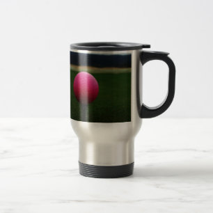 Pink Golf Ball on a mountain golf course Travel Mug