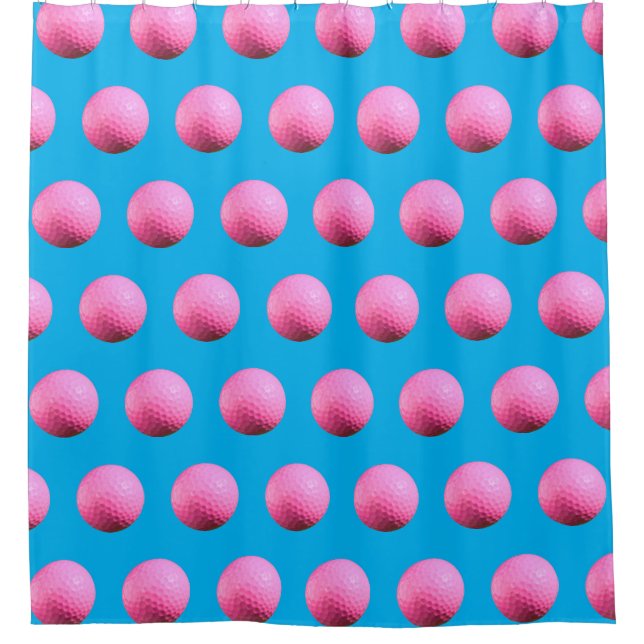 Pink Golf Ball Shower Curtain (Front)