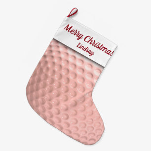 Pink Golf Ball Sport Large Christmas Stocking