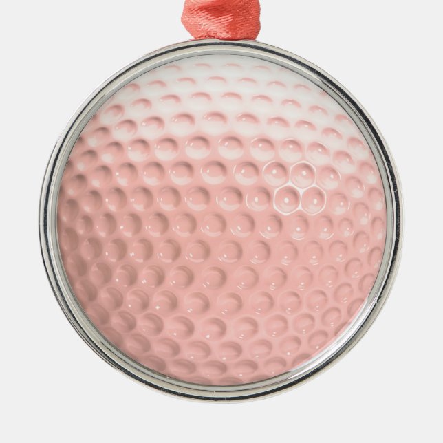 Pink Golf Ball Sport Metal Ornament (Front)