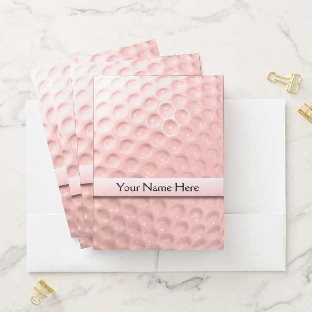 Pink Golf Ball Sport Pocket Folder (In Situ)