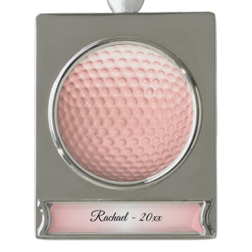 Pink Golf Ball Sport Silver Plated Banner Ornament