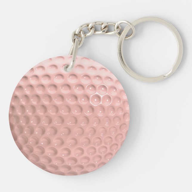Pink Golf Ball with Black Numbers Sport Keychain (Back)