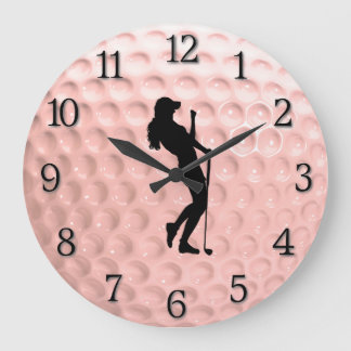 Pink Golf Ball with Black Numbers Sport Large Clock