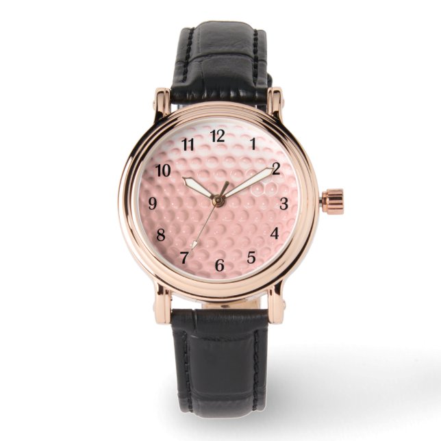 Pink Golf Ball with Black Numbers Sports Watch (Front)