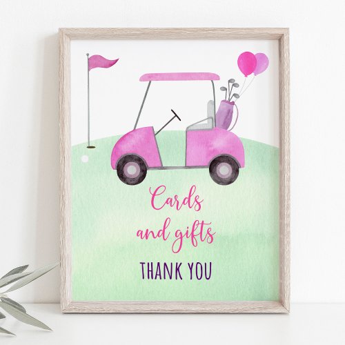 Pink Golf Birthday Cards and Gifts Sign