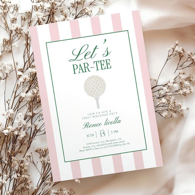 Pink Golf Birthday Invitation: Let's Par-Tee Girl  Invitation (Creator Uploaded)