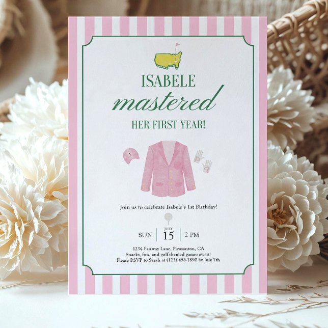 Pink Golf Birthday Invitation Template Girls FirsT (Creator Uploaded)