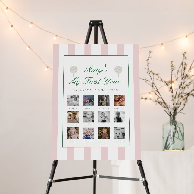 Pink Golf Birthday Milestone Board (In Situ (Stand))