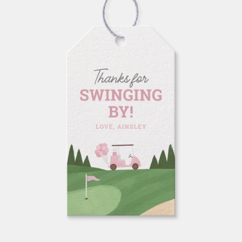 Pink Golf Birthday Party Gift Tags