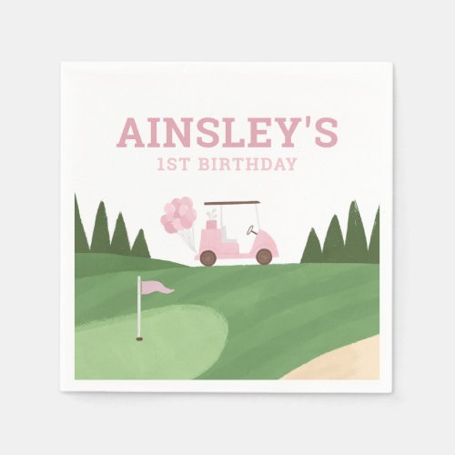 Pink Golf Birthday Party Napkins