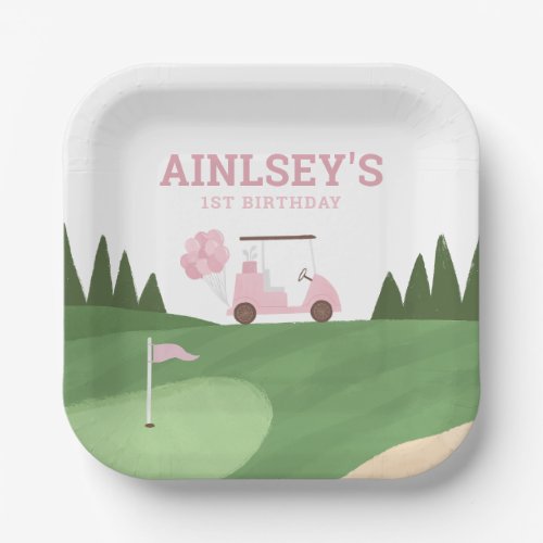 Pink Golf Birthday Party Paper Plates