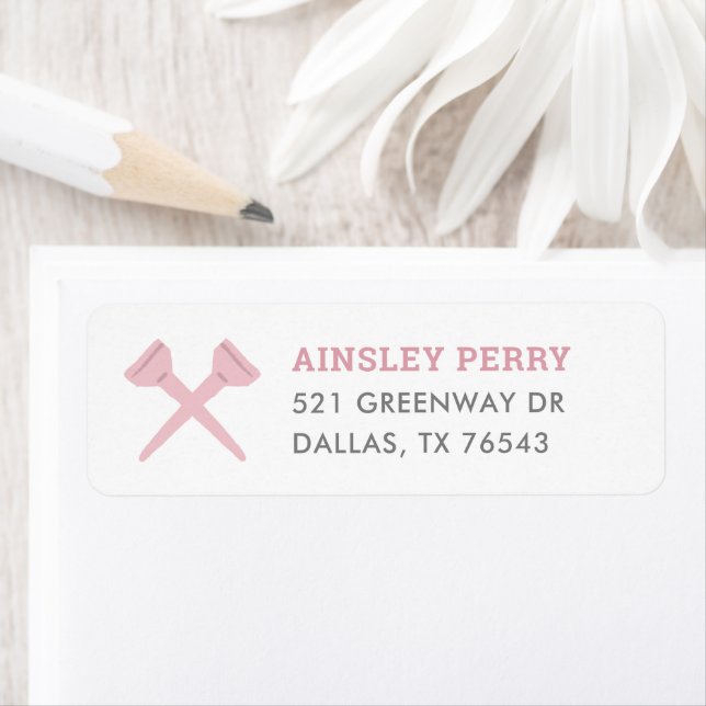 Pink Golf Birthday Party Return Address Label (Insitu)