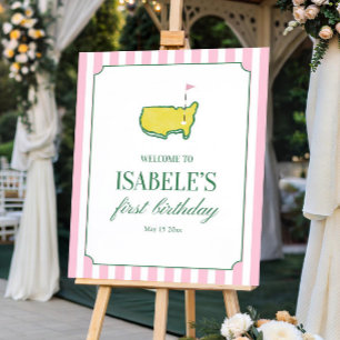 Pink Golf Birthday Welcome Sign Template: Masters 