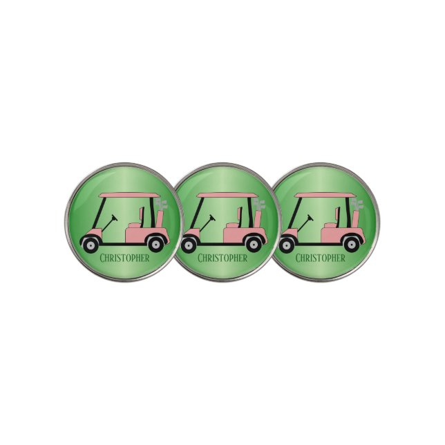 Pink Golf Buggy Design Ball Marker (3 Up)