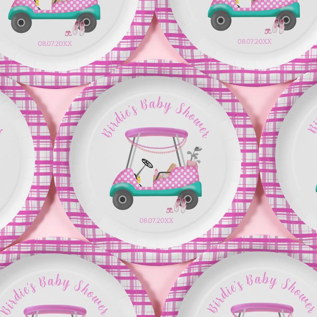 Pink Golf Cart Baby Supplies Baby Shower  Paper Plates (Creator Uploaded)