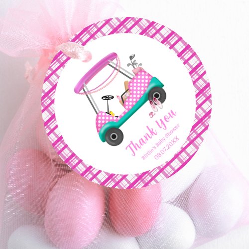 Pink Golf Cart Baby Supplies Baby Shower Thank You Favor Tags