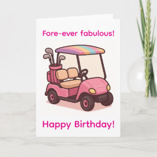 Pink Golf Cart Card