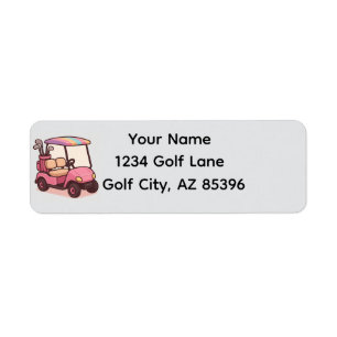 Pink Golf Cart Personalized Label