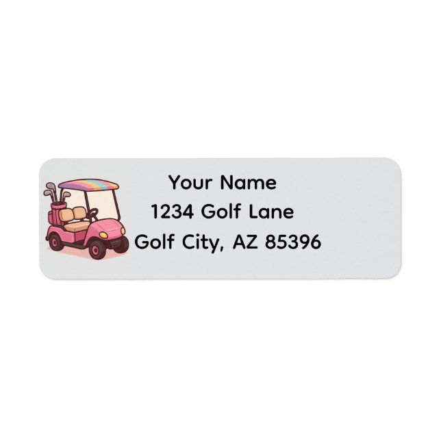 Pink Golf Cart Personalized Label (Front)