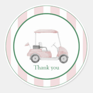 Pink Golf Cart Thank You Stickers