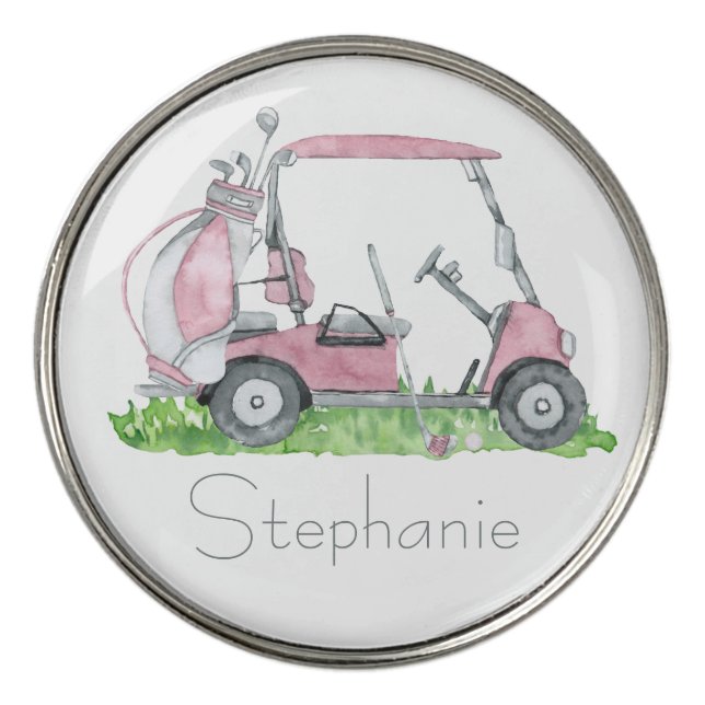 Pink Golf Cart Unique Charming Personalized Divot Tool (Detail)