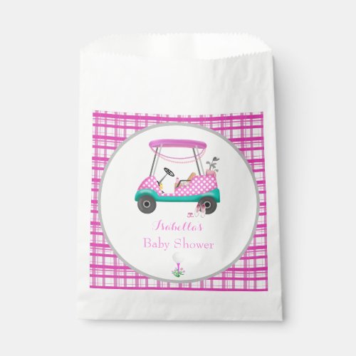 Pink Golf Cart With Baby Supplies Baby Shower Favor Bag