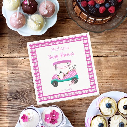 Pink Golf Cart With Baby Supplies Baby Shower Napkins