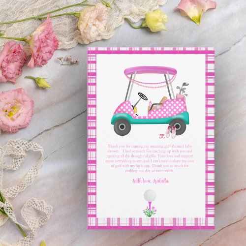 Pink Golf Cart With Baby Supplies Baby Shower Thank You Card