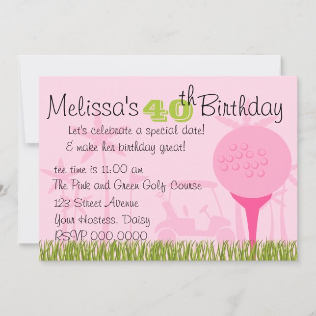 Pink Golf Date Invitation (Front)