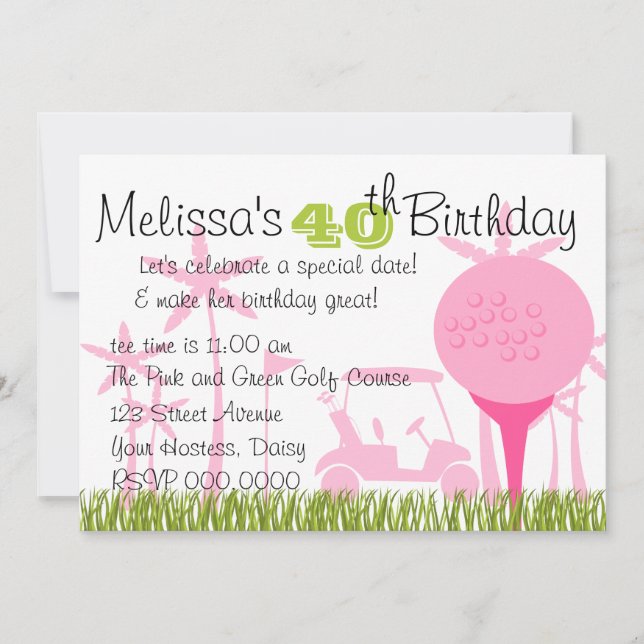 Pink Golf Date Invitation (Front)
