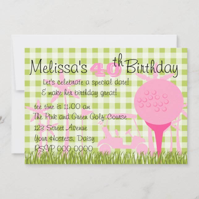 Pink Golf Date Invitation (Front)