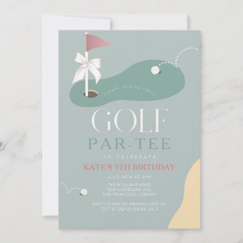 Pink Golf Fairway Girl's Birthday Par-Tee Invitation