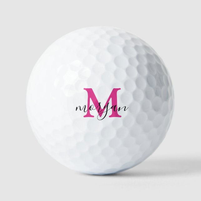 Pink Golf Gifts For Her Women Monogrammed Initial Golf Balls (Front)