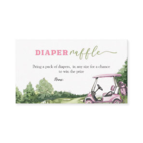Pink Golf Girl Baby Shower Diaper Raffle  Enclosure Card
