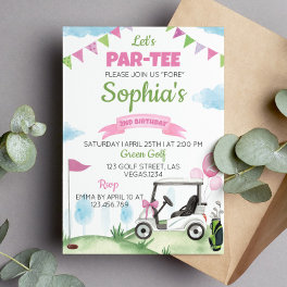 Pink Golf Girl Birthday Party Invitation Any Age