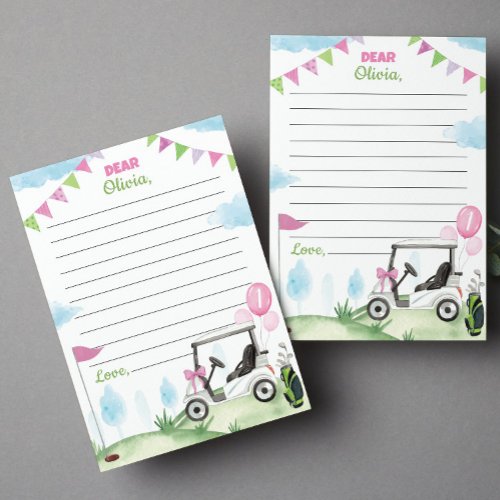 Pink Golf Girl Time Capsule Note Message Card