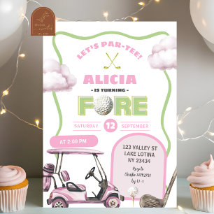 Pink Golf Kid's Fore Birthday Invitation