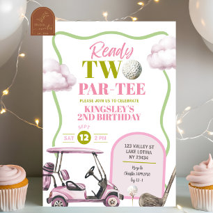 Pink Golf Kid's Two Par-Tee Birthday Invitation