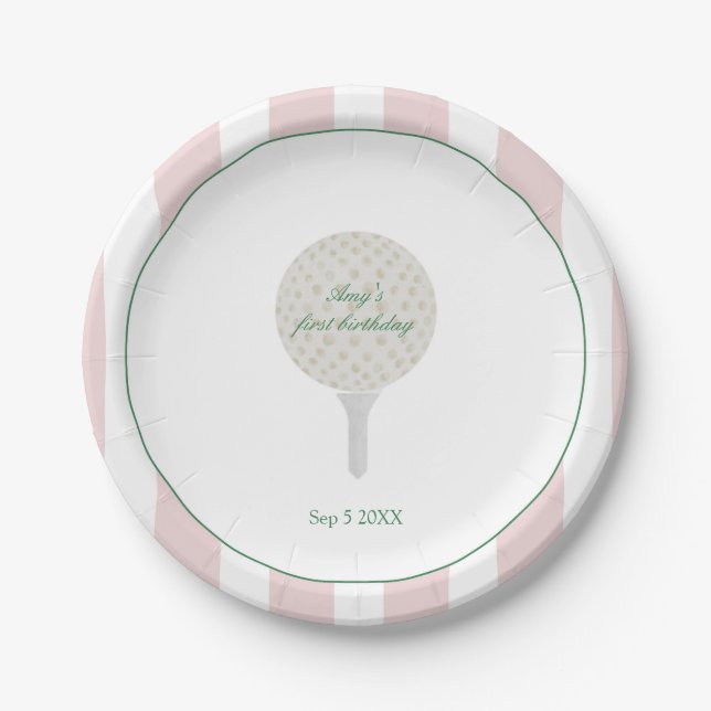 Pink Golf Par-tee Paper Plates (Front)