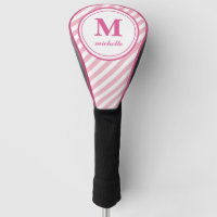 Pink | Golf | striped personalized NAME monogram Golf Head Cover