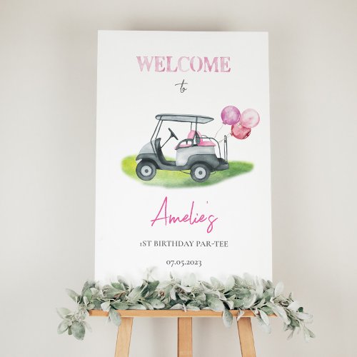 Pink Golf Theme Welcome Poster