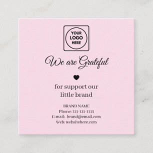 Pink Google Review QR Thank You Square Code Business Card