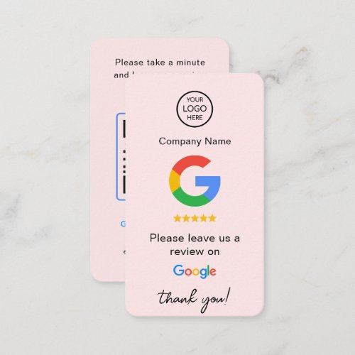 Pink Google Reviews QR Code Business Review Us Business Card